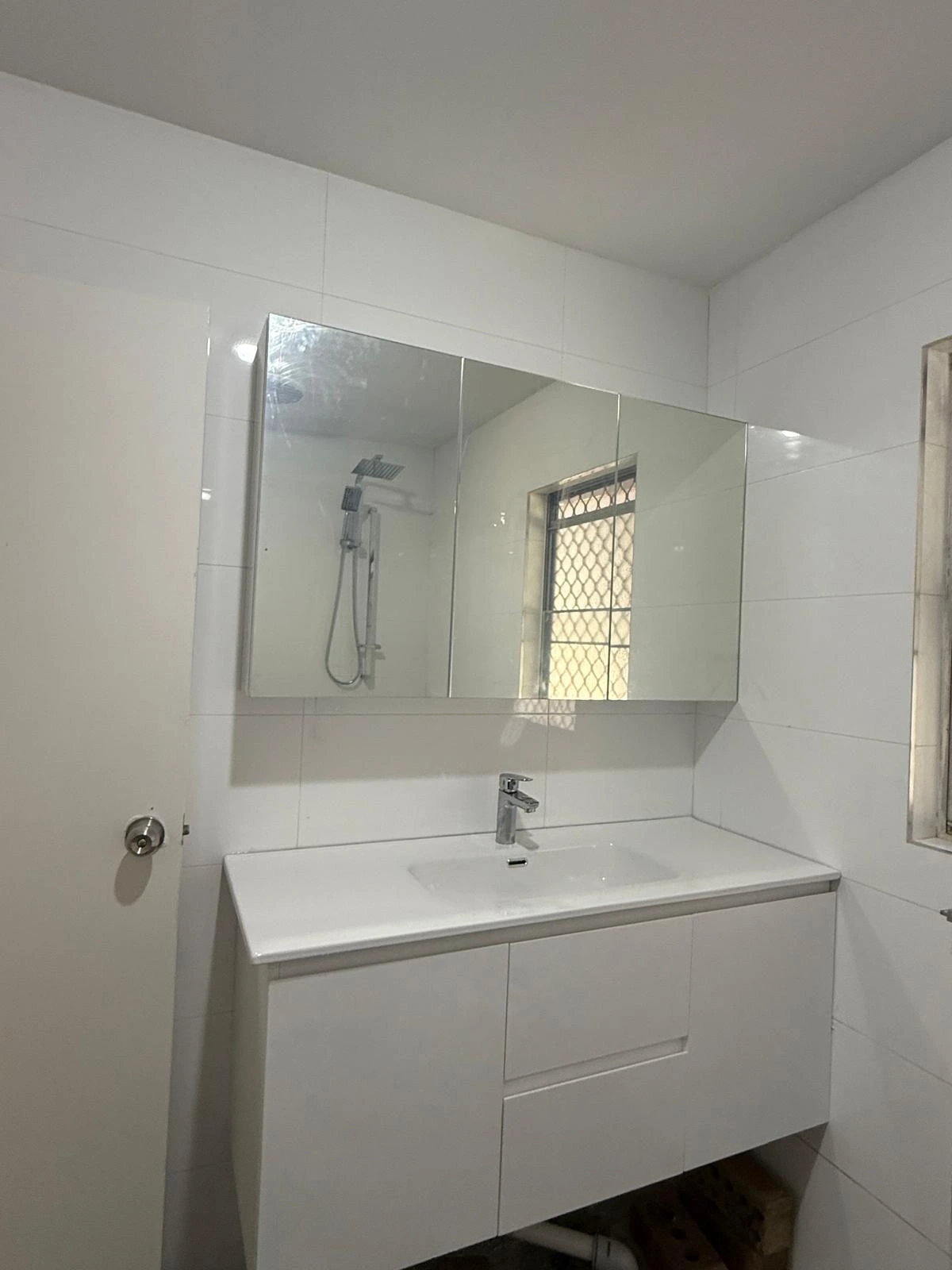 Modern Vanity and Integrated Storage Solution Installation